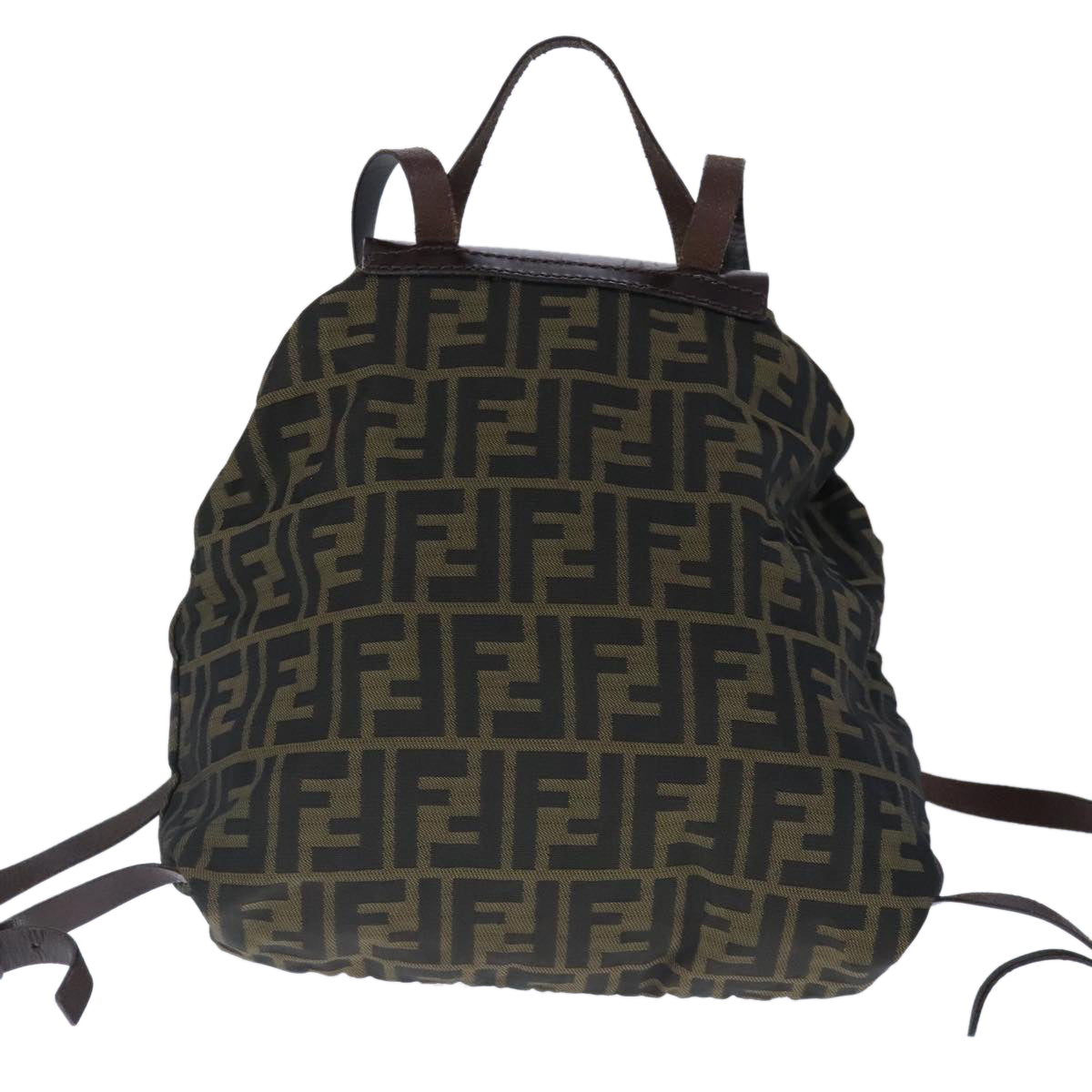 FENDI Zucca Canvas Backpack Brown Black Silver Auth 103545