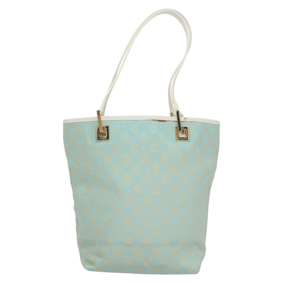 GUCCI GG Canvas Tote Bag Light Blue White gold 002 1099 3444 Auth 103559