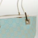 GUCCI GG Canvas Tote Bag Light Blue White gold 002 1099 3444 Auth 103559-4