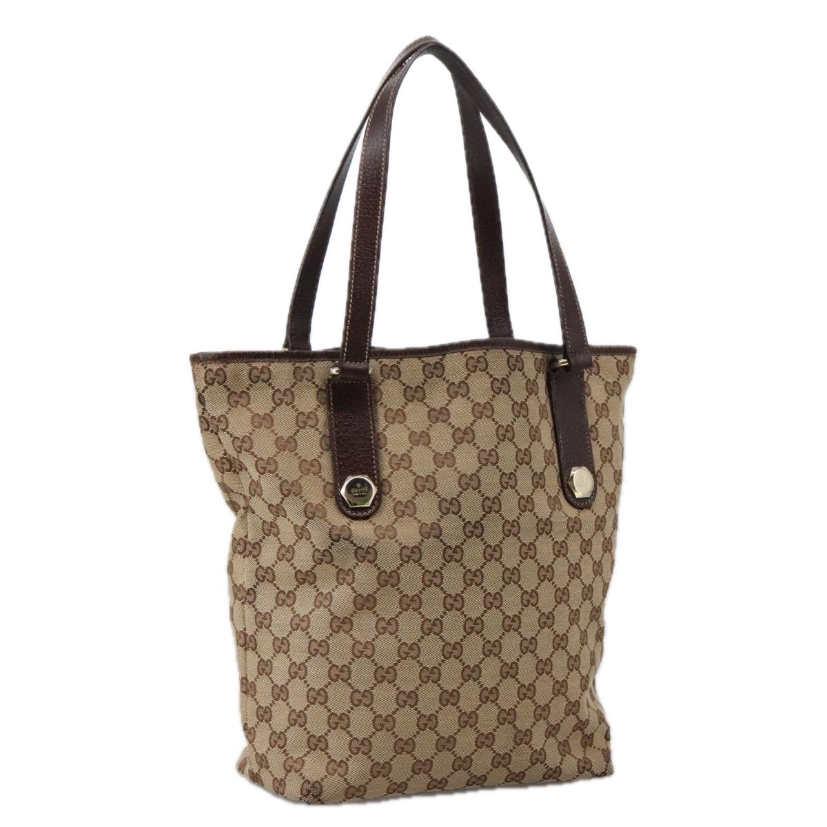 GUCCI GG Canvas Tote Bag Beige Gold 153009 Auth 103578