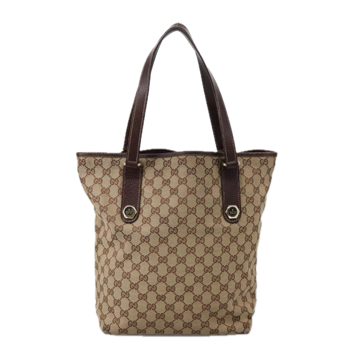 GUCCI GG Canvas Tote Bag Beige Gold 153009 Auth 103578