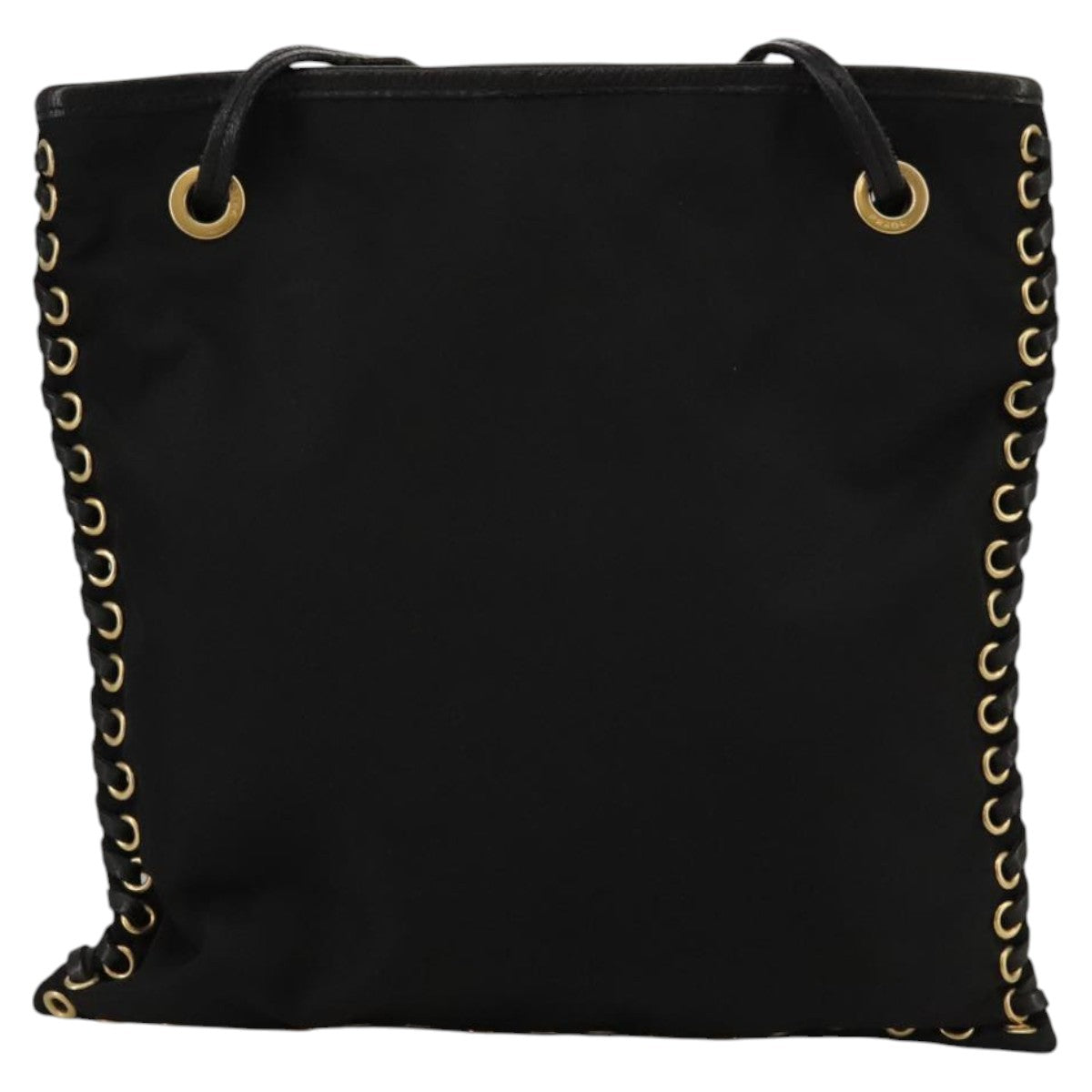 PRADA Shoulder Bag Nylon Black Gold Auth 103580