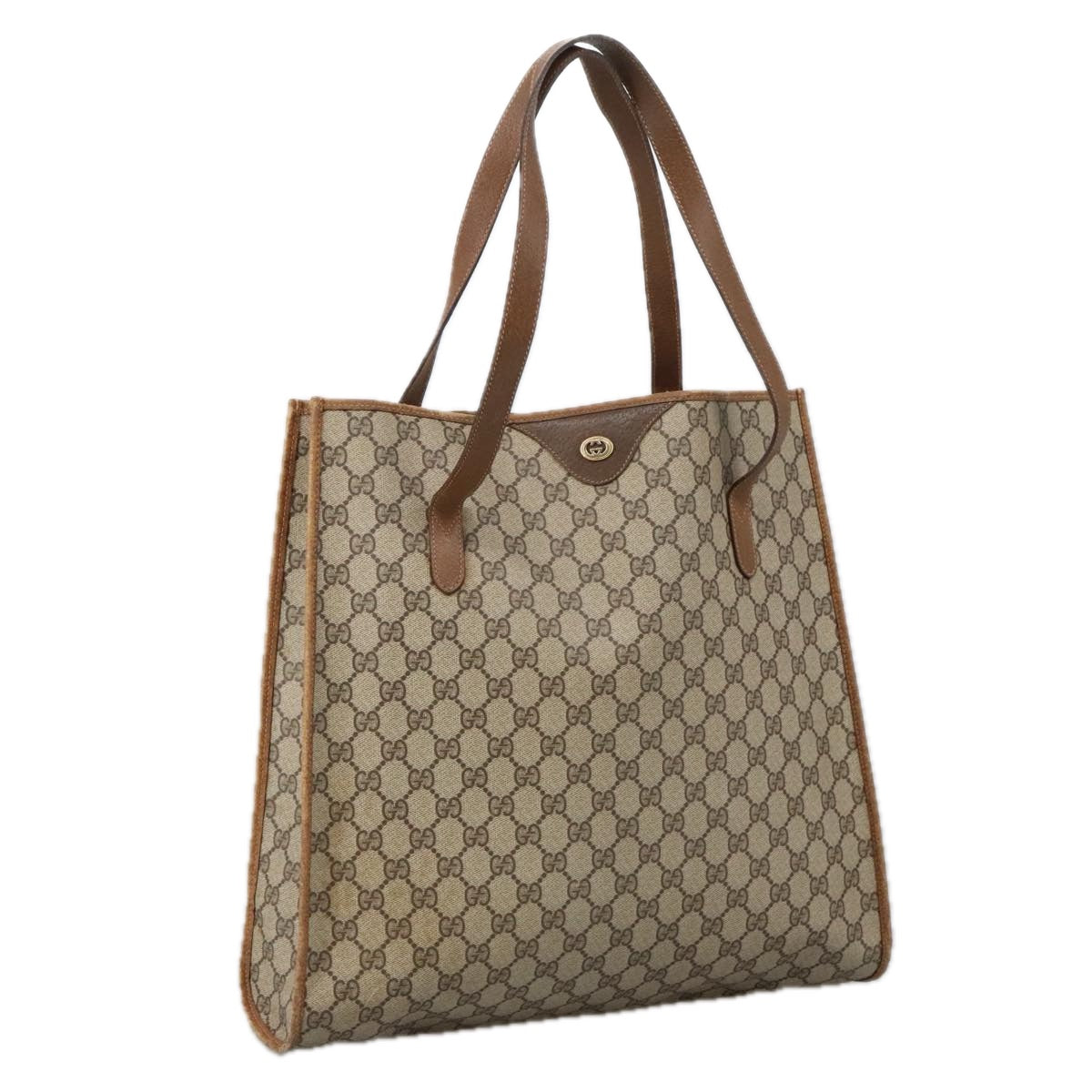 GUCCI GG Supreme Tote Bag PVC Beige 92 02 998 Auth 103591