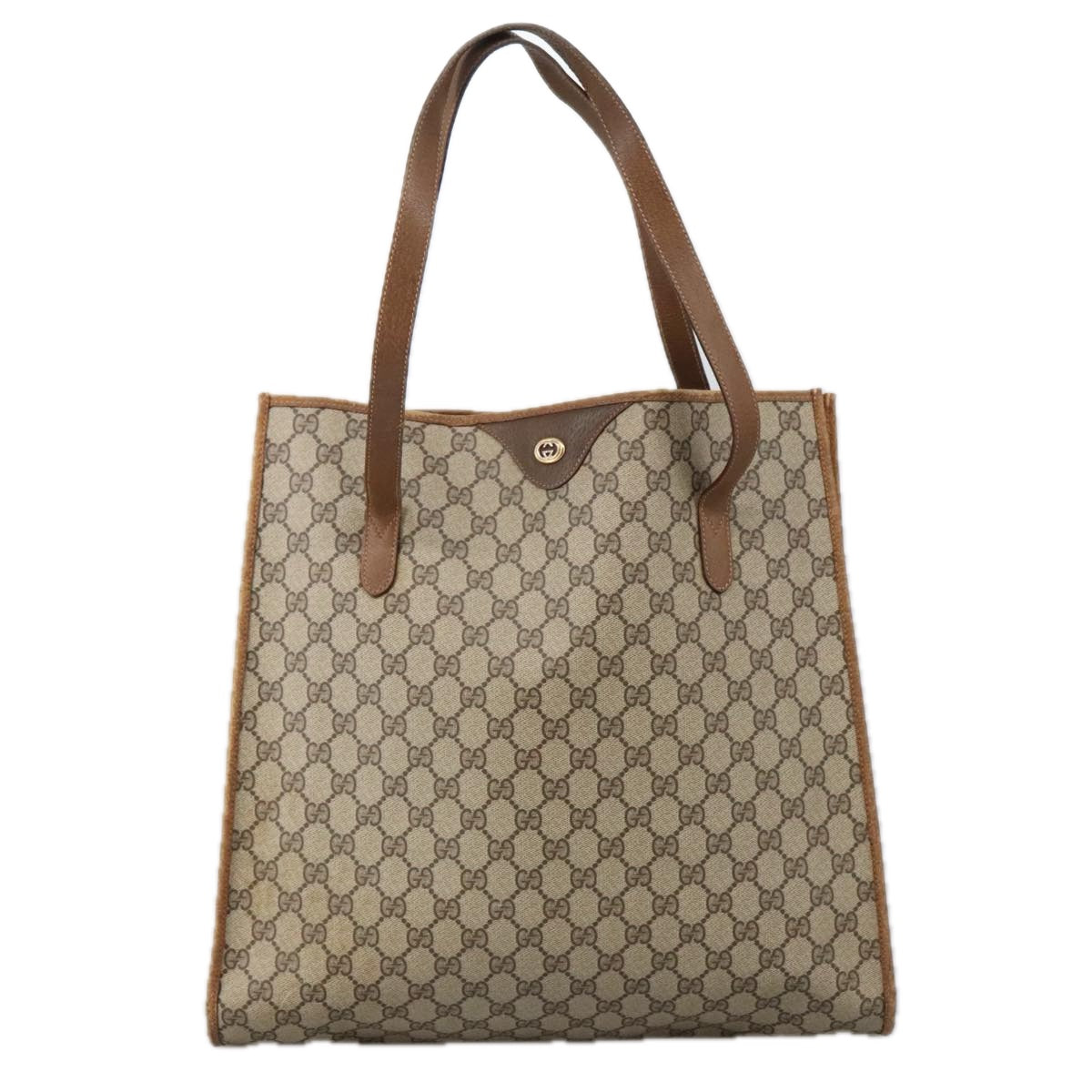 GUCCI GG Supreme Tote Bag PVC Beige 92 02 998 Auth 103591