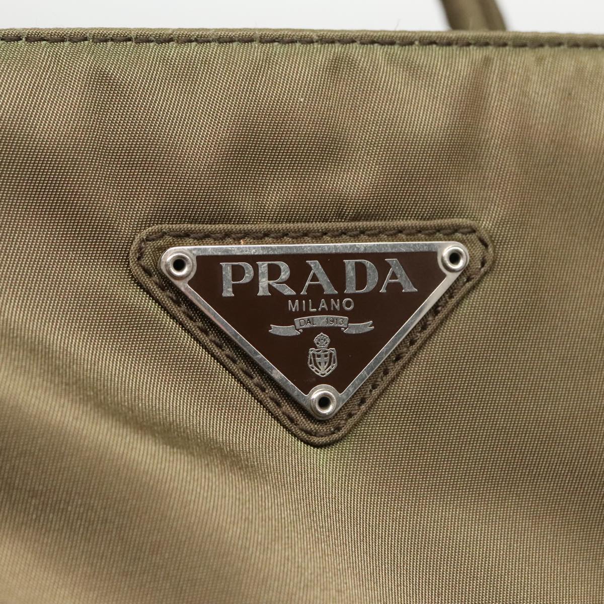 PRADA Hand Bag Nylon Khaki Auth 103593