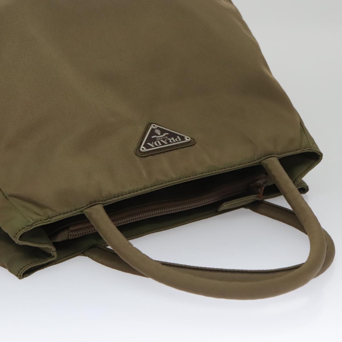 PRADA Hand Bag Nylon Khaki Auth 103593