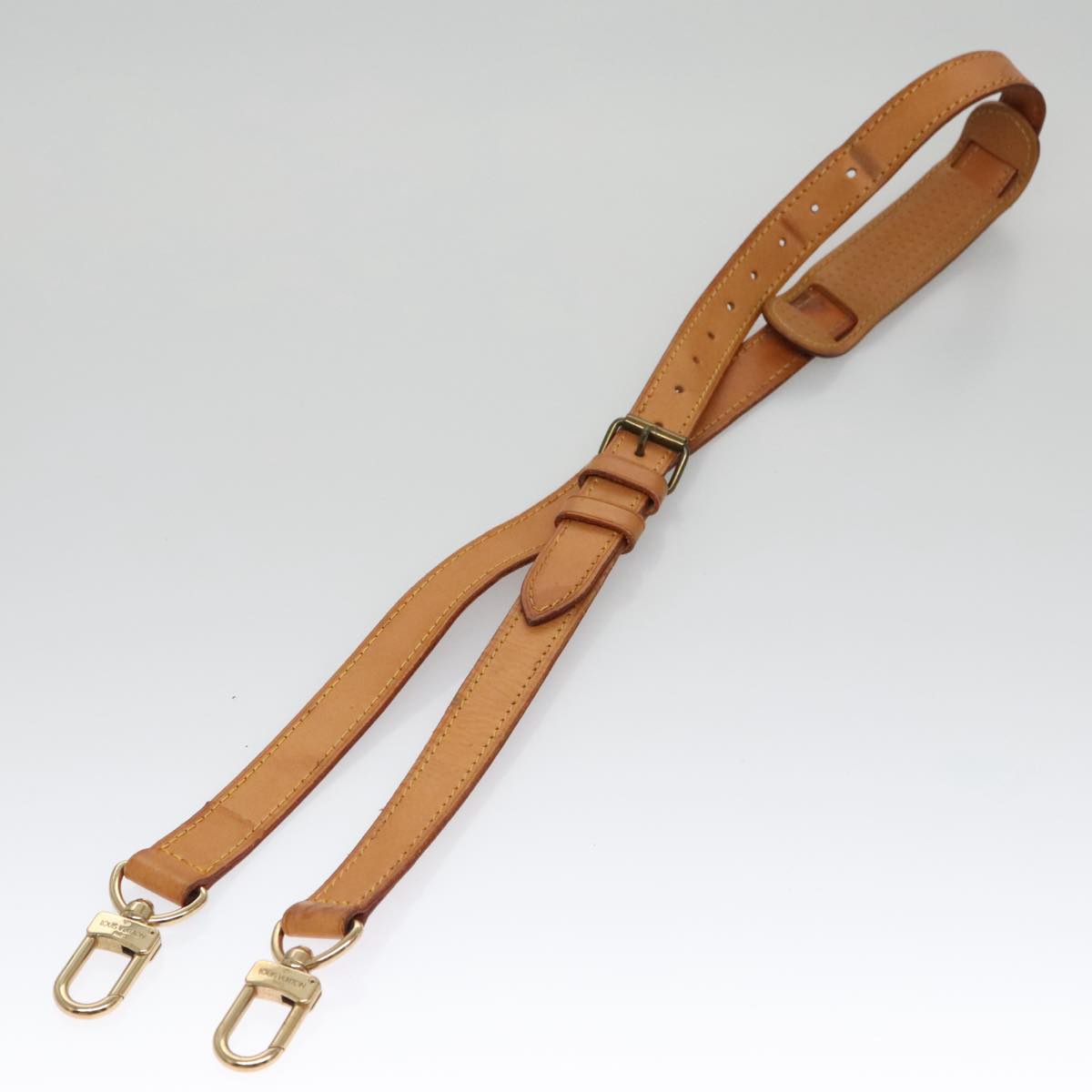 LOUIS VUITTON Adjustable Shoulder Strap Leather 36.2""-44.1"" Beige Auth 103607