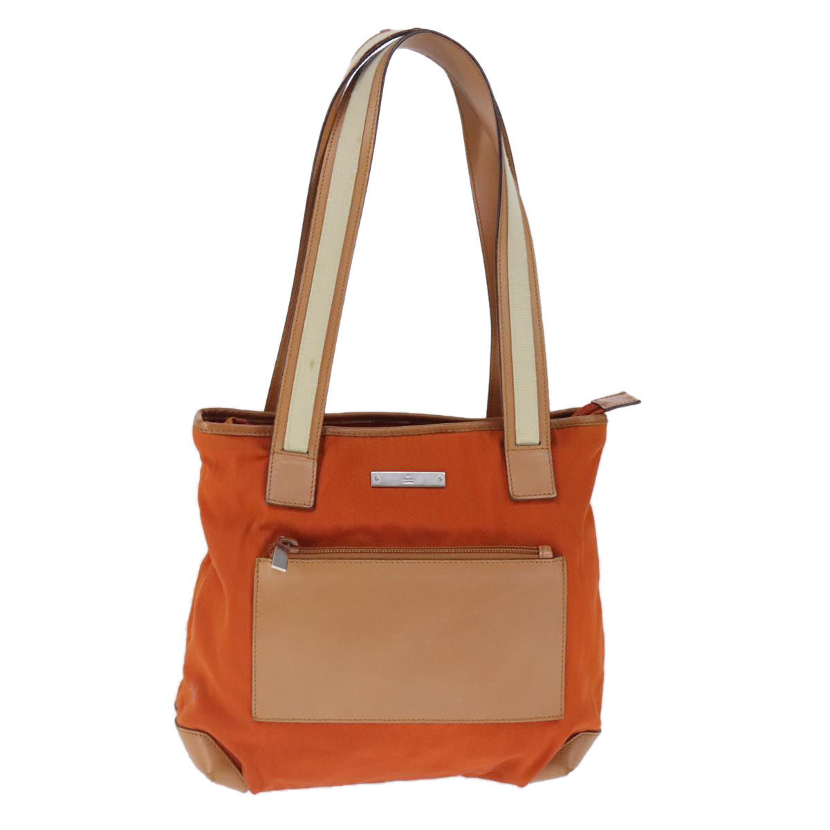 GUCCI Tote Bag Canvas Orange Silver Auth 103634 - 0