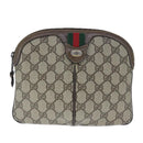 GUCCI GG Supreme Web Sherry Line Shoulder Bag PVC Beige 904 02 047 Auth 103635-13
