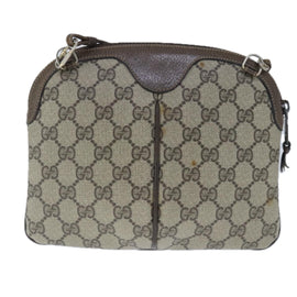 GUCCI GG Supreme Web Sherry Line Shoulder Bag PVC Beige 904 02 047 Auth 103635 - 0