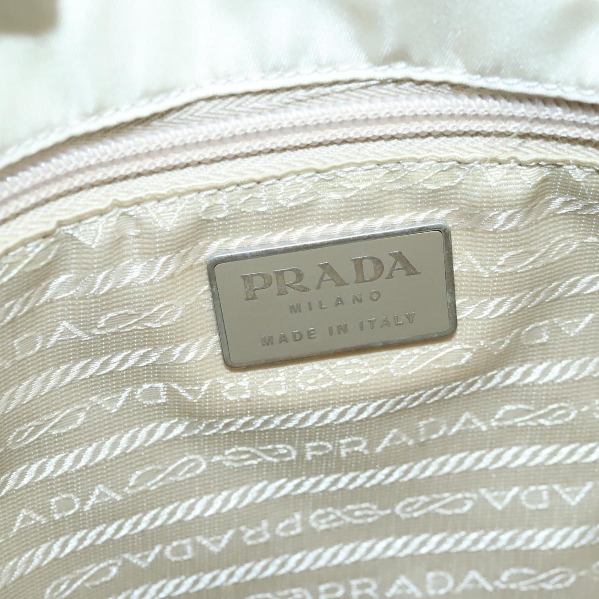 PRADA Tote Bag Nylon White Auth 103636