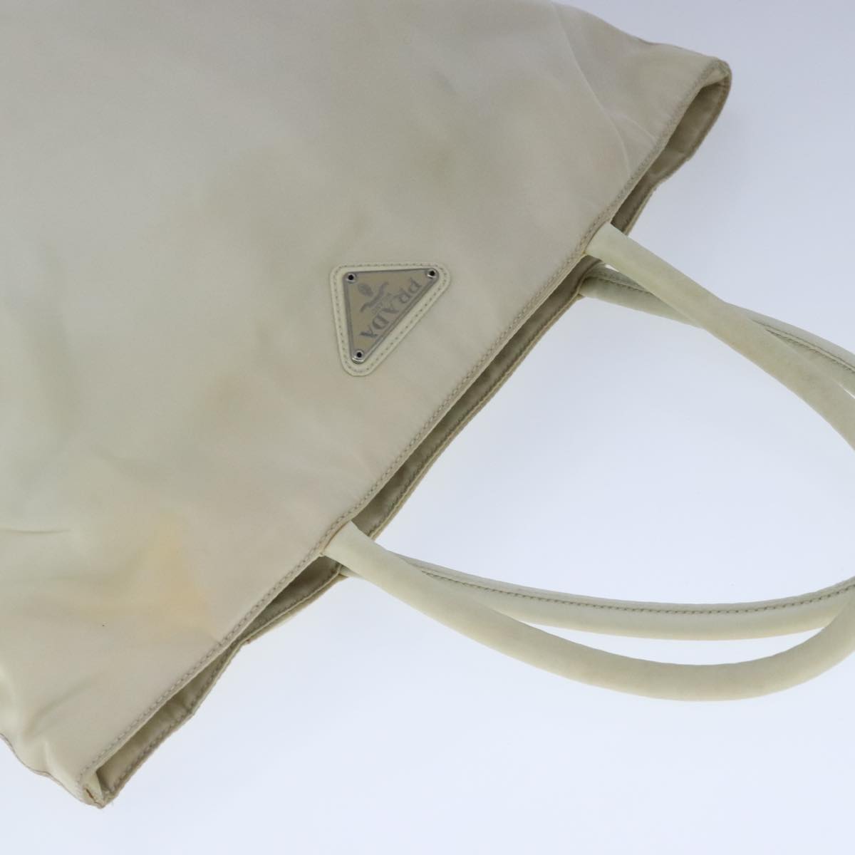 PRADA Tote Bag Nylon White Auth 103636