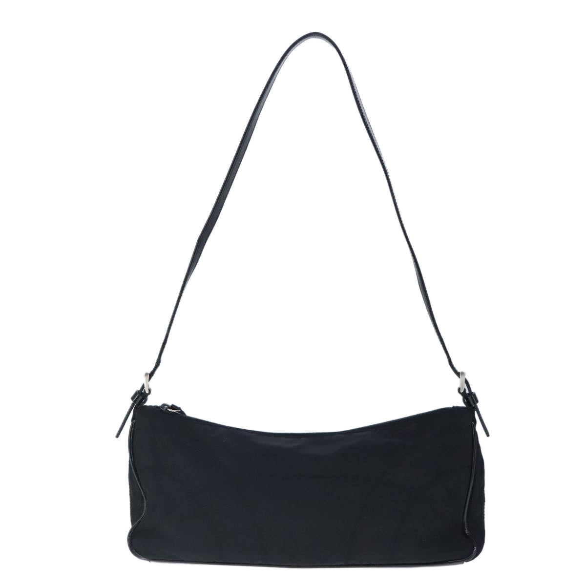 PRADA Shoulder Bag Nylon Black Silver Auth 103637