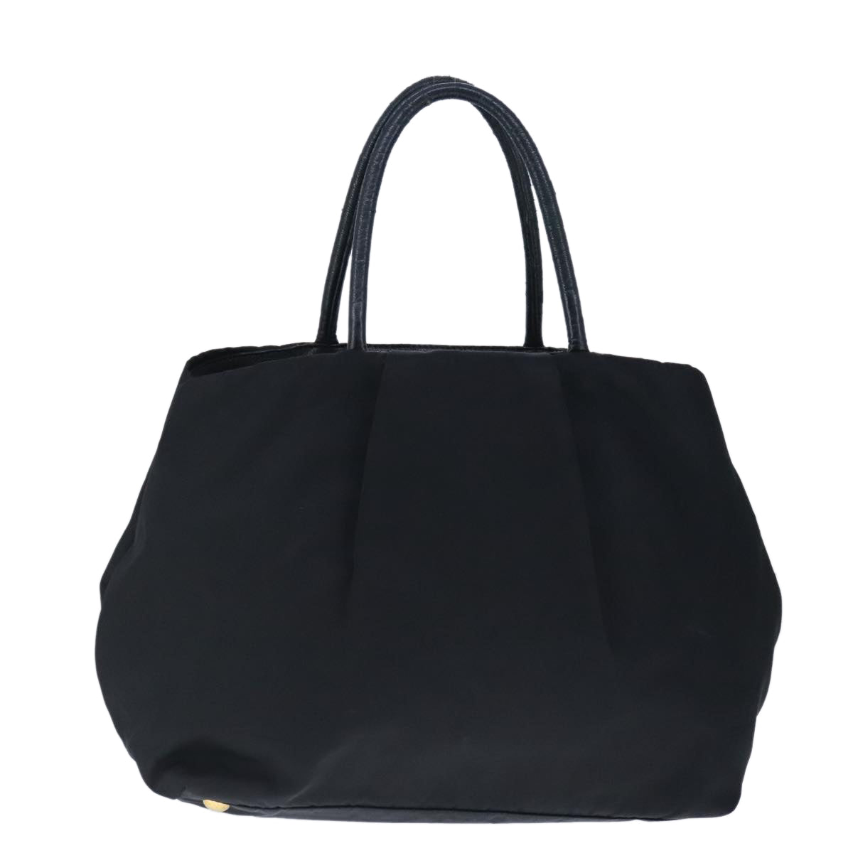 PRADA Hand Bag Nylon Black Gold Auth 103638