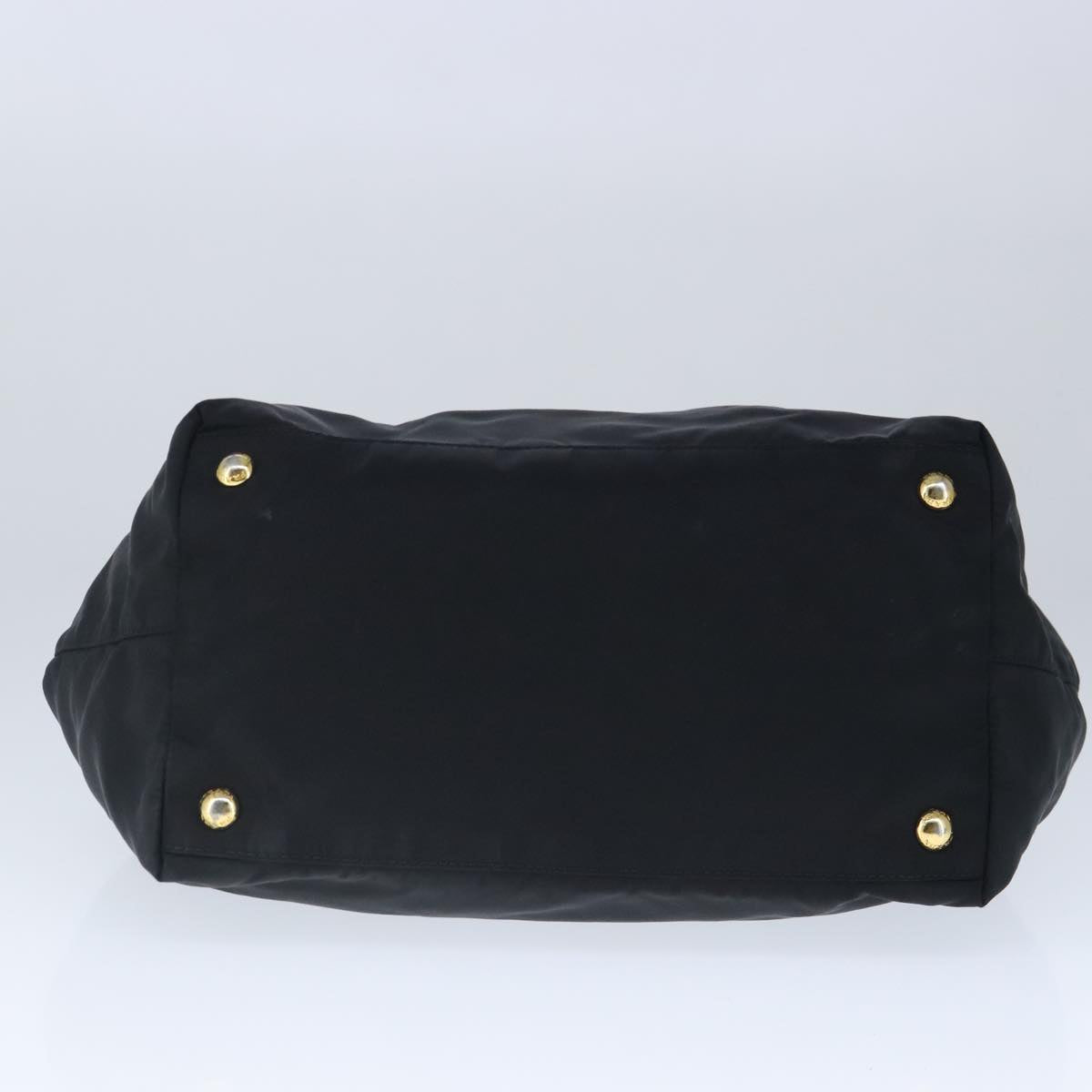 PRADA Hand Bag Nylon Black Gold Auth 103638