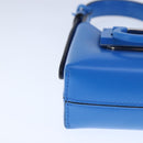 Salvatore Ferragamo Gancini Hand Bag Leather Blue Silver Auth 103652AM-8