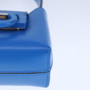 Salvatore Ferragamo Gancini Hand Bag Leather Blue Silver Auth 103652AM-15