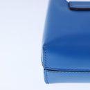 Salvatore Ferragamo Gancini Hand Bag Leather Blue Silver Auth 103652AM-16
