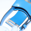 Salvatore Ferragamo Gancini Hand Bag Leather Blue Silver Auth 103652AM-19