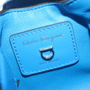 Salvatore Ferragamo Gancini Hand Bag Leather Blue Silver Auth 103652AM-10