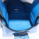Salvatore Ferragamo Gancini Hand Bag Leather Blue Silver Auth 103652AM-11