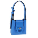 Salvatore Ferragamo Gancini Hand Bag Leather Blue Silver Auth 103652AM-1
