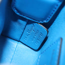 Salvatore Ferragamo Gancini Hand Bag Leather Blue Silver Auth 103652AM-12