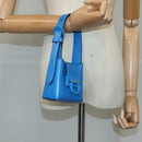Salvatore Ferragamo Gancini Hand Bag Leather Blue Silver Auth 103652AM-22