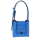 Salvatore Ferragamo Gancini Hand Bag Leather Blue Silver Auth 103652AM-13
