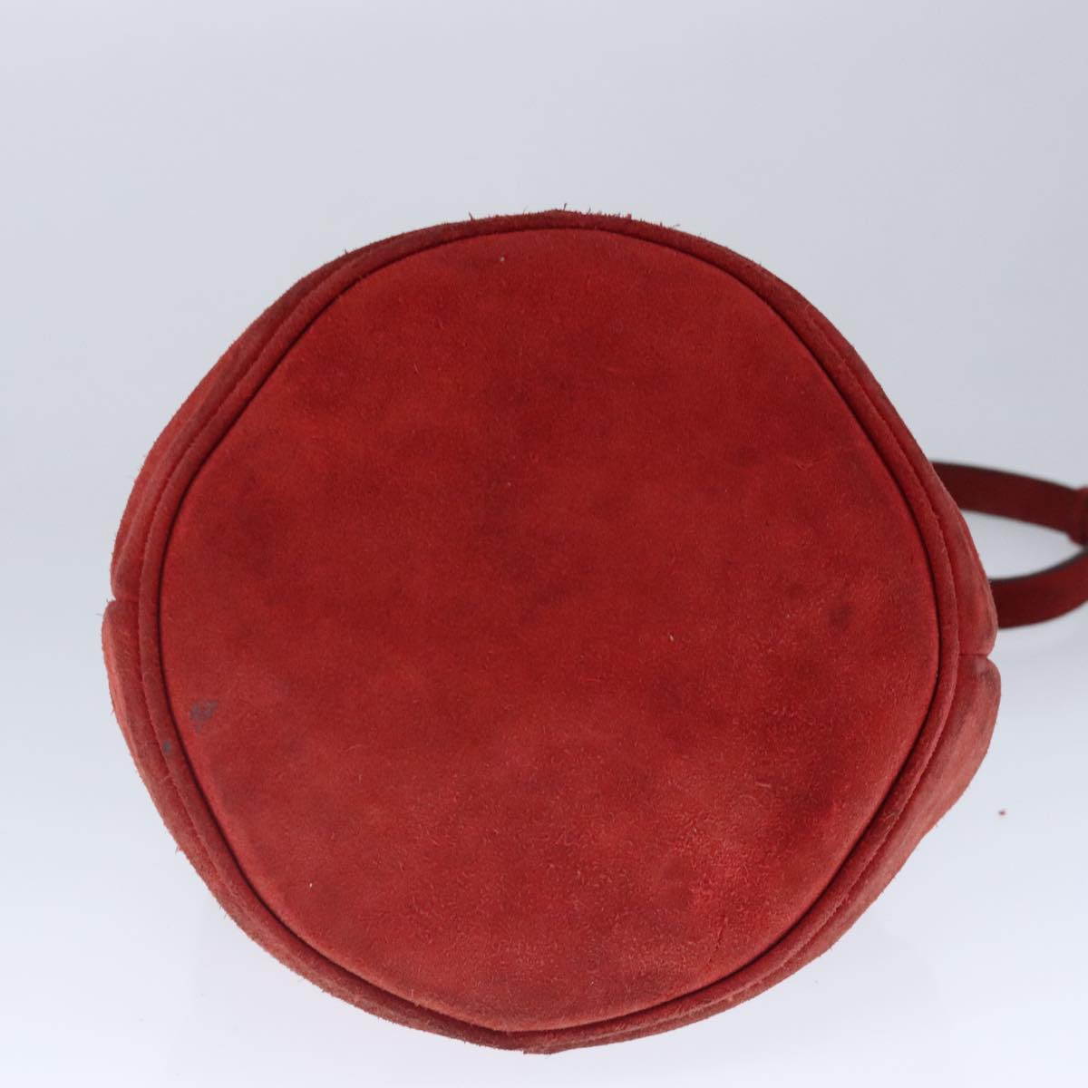 CELINE Shoulder Bag Suede Red Gold Auth 103676