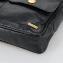 CELINE Shoulder Bag Leather Black Gold Auth 103691-9