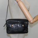 CELINE Shoulder Bag Leather Black Gold Auth 103691-23