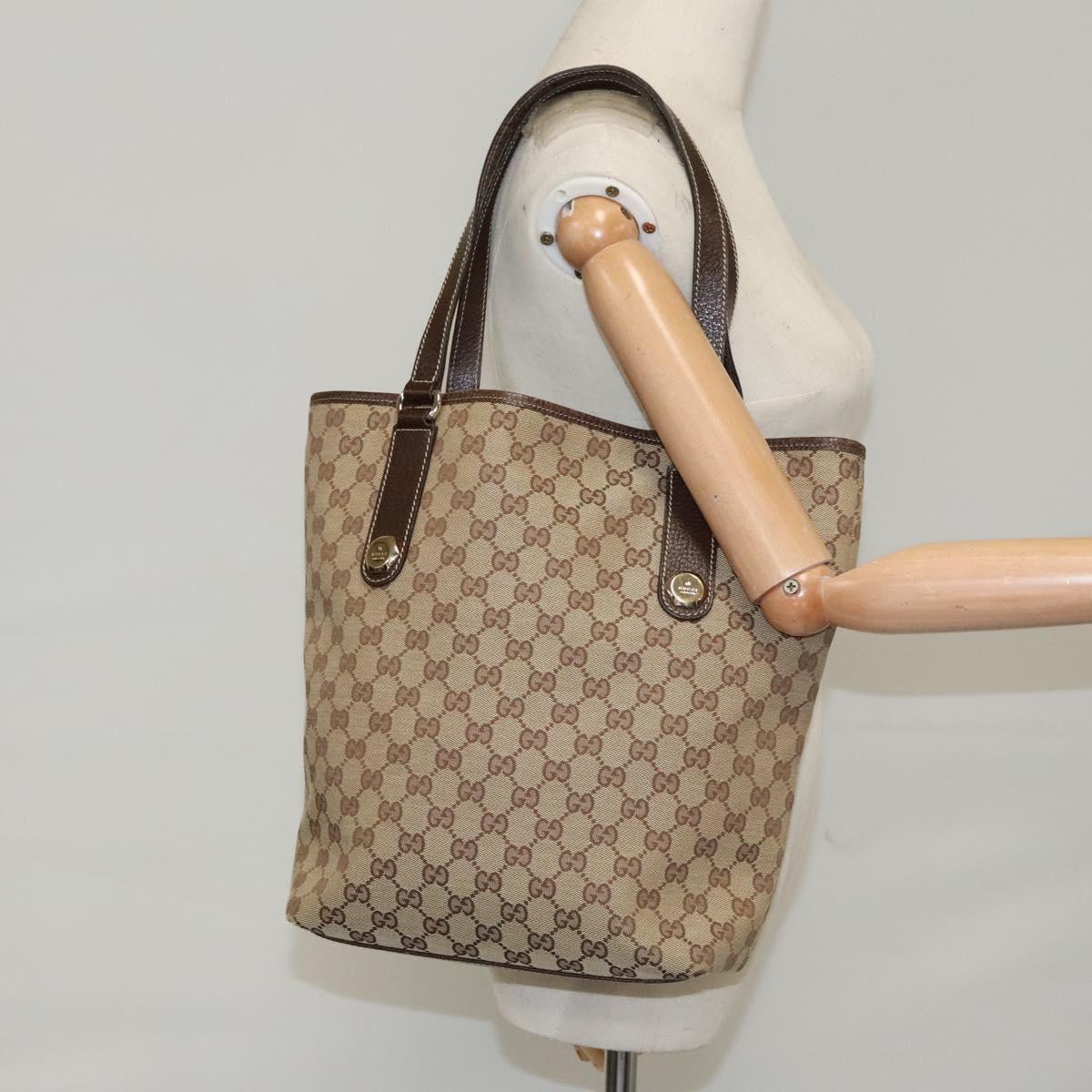 GUCCI GG Canvas Tote Bag Beige 153009 Auth 103706