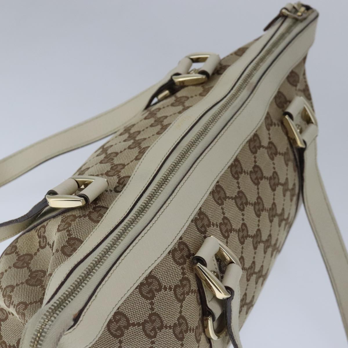 GUCCI GG Canvas Tote Bag Beige 141470 Auth 103707