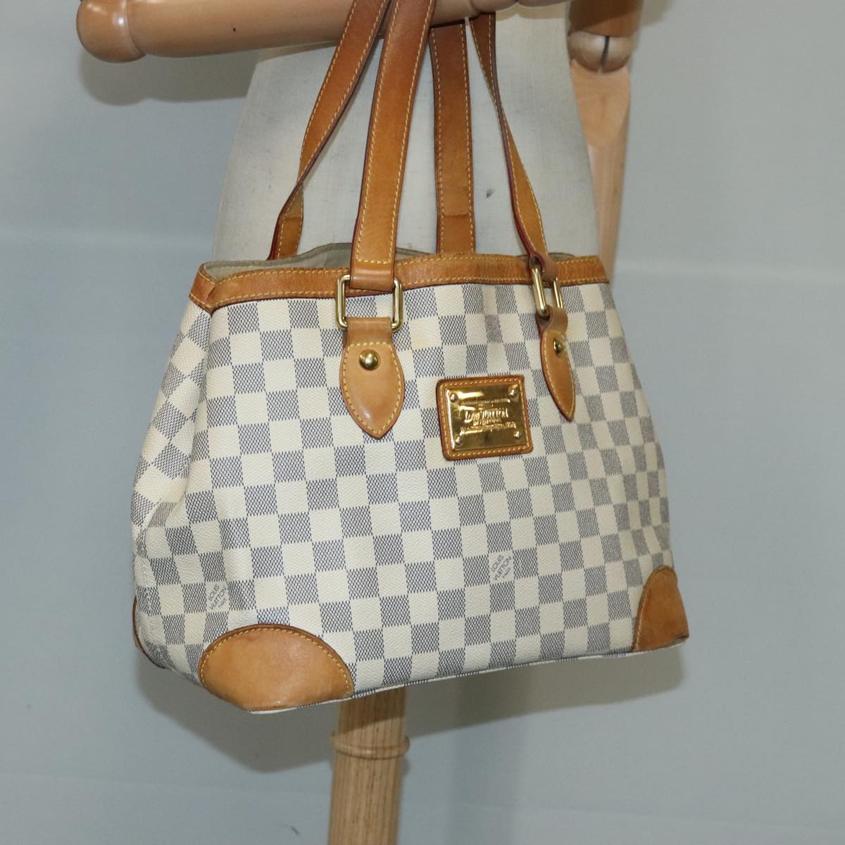 LOUIS VUITTON Damier Azur Hampstead PM Tote Bag N51207 LV Auth 103709