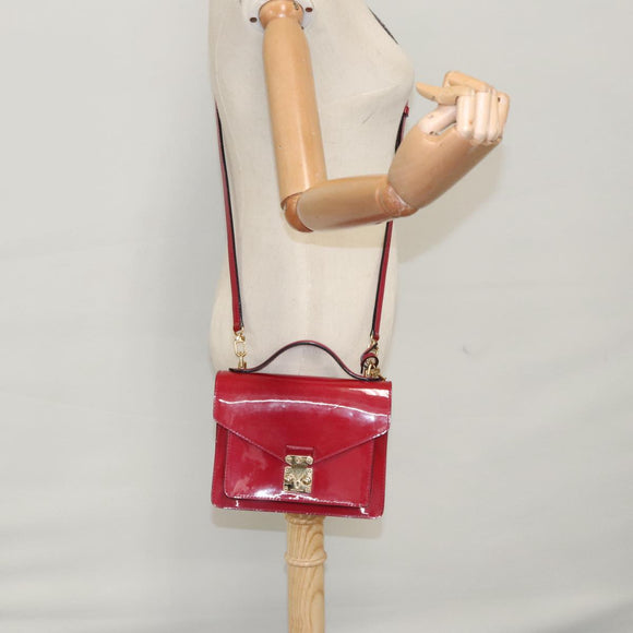 LOUIS VUITTON Vernis Monceau BB Hand Bag 2way Rose Andian M91579 LV Auth 103727