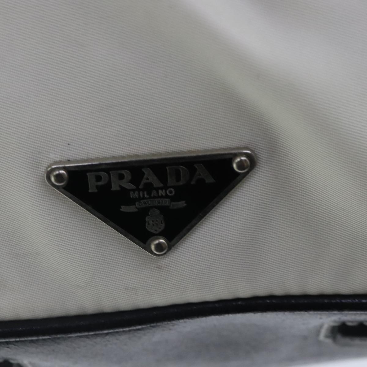 PRADA Boston Bag Nylon White Auth 103734