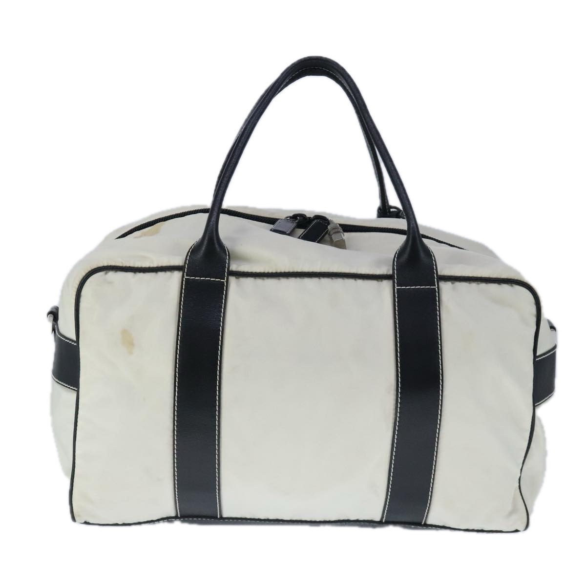 PRADA Boston Bag Nylon White Auth 103734 - 0