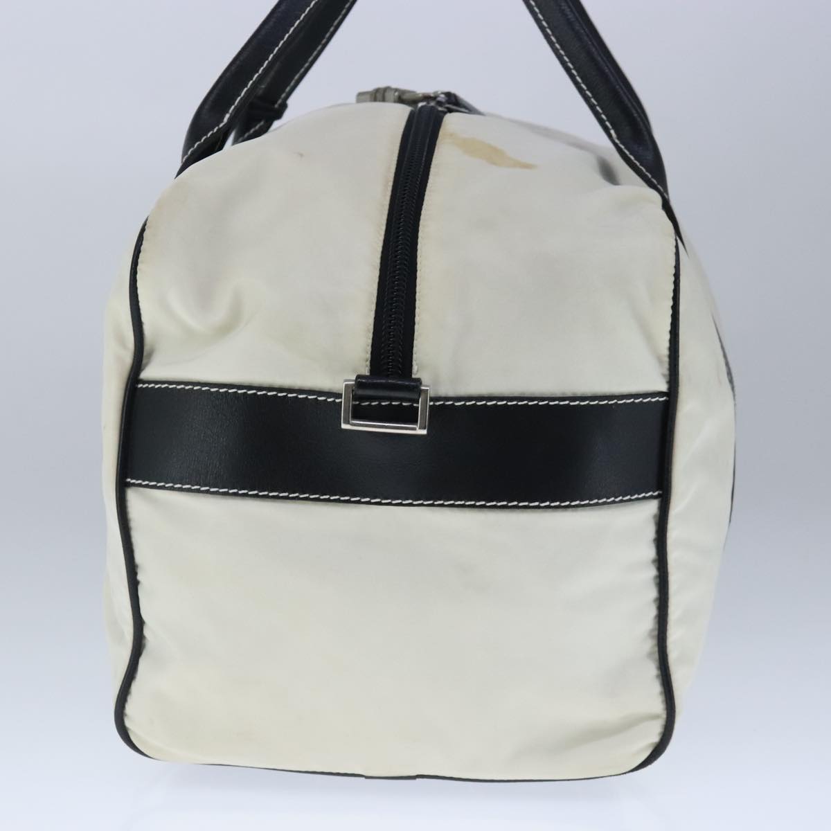 PRADA Boston Bag Nylon White Auth 103734