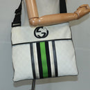 GUCCI GG Supreme Sherry Line Shoulder Bag PVC Green White 181067 Auth 103737-23