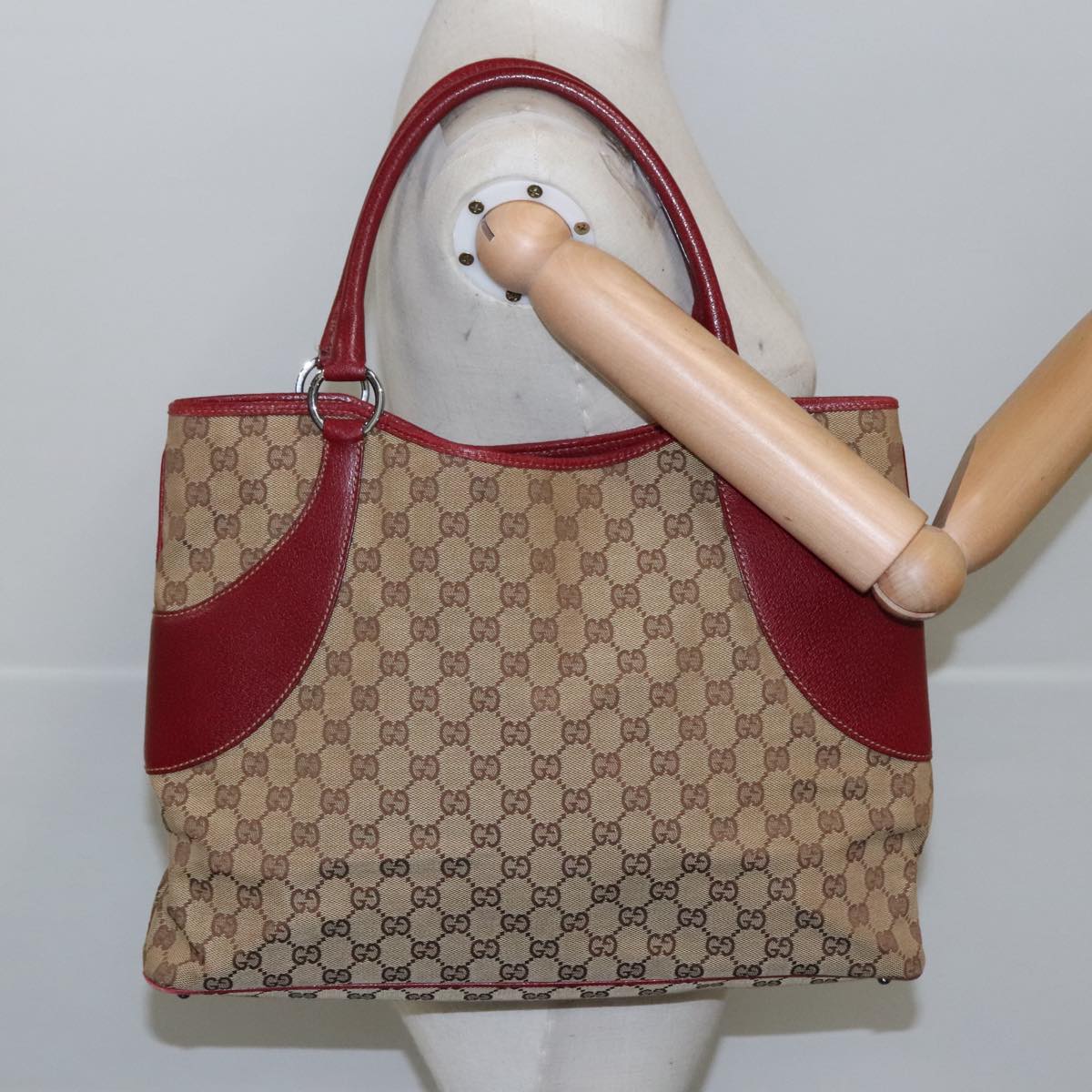 GUCCI GG Canvas Tote Bag Beige 113016 Auth 103741