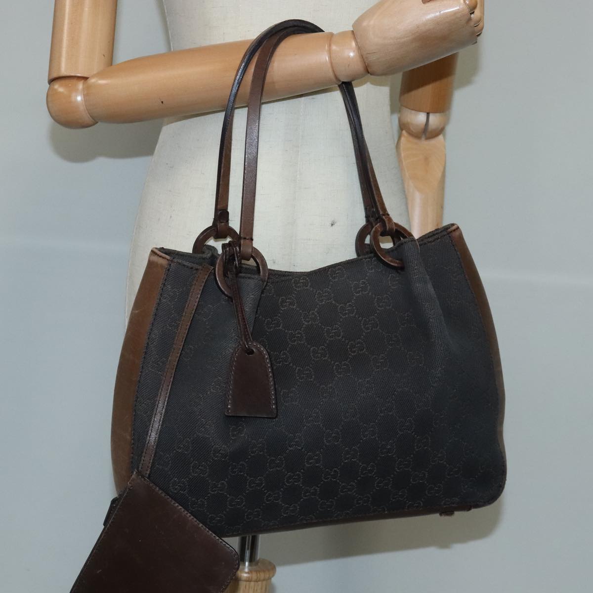 GUCCI GG Canvas Tote Bag Brown 101919 Auth 103763