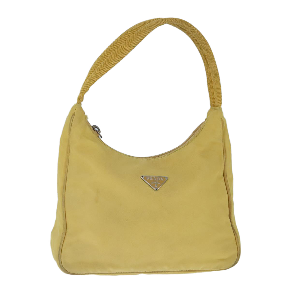 PRADA Hand Bag Nylon Yellow Auth 103767