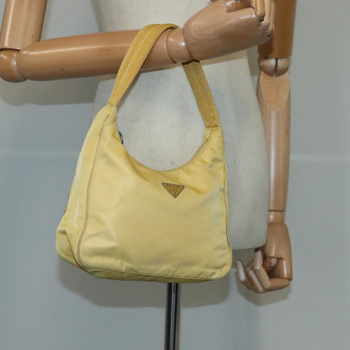 PRADA Hand Bag Nylon Yellow Auth 103767