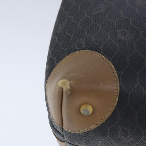 Christian Dior Honeycomb Canvas Shoulder Bag PVC Leather Black Auth 103769