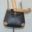 Christian Dior Honeycomb Canvas Shoulder Bag PVC Leather Black Auth 103769-19