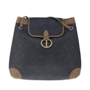 Christian Dior Honeycomb Canvas Shoulder Bag PVC Leather Black Auth 103769-13