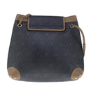 Christian Dior Honeycomb Canvas Shoulder Bag PVC Leather Black Auth 103769-2