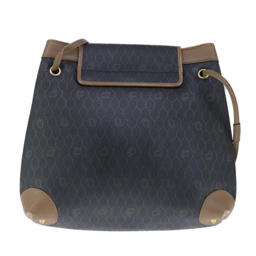 Christian Dior Honeycomb Canvas Shoulder Bag PVC Leather Black Auth 103769 - 0