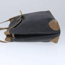 Christian Dior Honeycomb Canvas Shoulder Bag PVC Leather Black Auth 103769-3